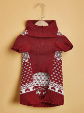 Load image into Gallery viewer, Moose Snowflake Pattern High Neck Pet Sweater | NCS