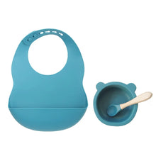Load image into Gallery viewer, Colorful Silicone Feeding Set for Babies: Bib, Bowl, and Spoon