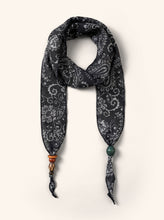 Load image into Gallery viewer, Multi-Functional Floral Satin Scarf With Jade Bead Accents