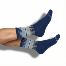 Load image into Gallery viewer, Navy Ombre Stripe Casual Crew