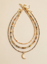 Load image into Gallery viewer, Handmade Natural Stone Beaded Necklace with Moon Pendant