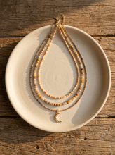 Load image into Gallery viewer, Handmade Natural Stone Beaded Necklace with Moon Pendant
