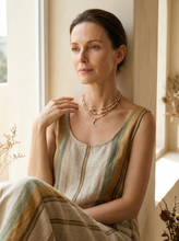 Load image into Gallery viewer, Handmade Natural Stone Beaded Necklace with Moon Pendant