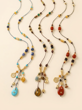 Load image into Gallery viewer, Natural Stone Beaded Long Necklace