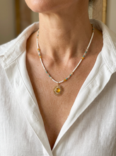 Load image into Gallery viewer, Natural Stone Beaded Necklace with Sun Pendant