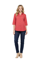 Load image into Gallery viewer, Womens Regular Fit 3/4 Sleeve Button Down Collared Camp Shirt