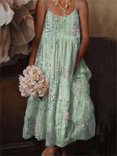 Load image into Gallery viewer, 🌺 European & American Style Floral Art Print Sling Holiday Dress