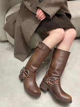 Load image into Gallery viewer, Retro Studded Knight Chunky Heel Boots