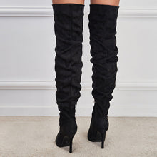 Load image into Gallery viewer, Pointed-Toe Suede Stiletto Boots with High Zipper — European / American Chic