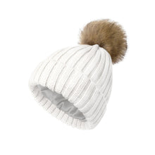 Load image into Gallery viewer, Soft Beanie Fluffy Ball Cap — Warm Knitted Winter Hat with Pom Pom