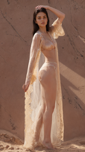 Load image into Gallery viewer, Golden Nude Sheer Lace Long Robe | Luxury Boudoir & Bridal Photoshoot Gown