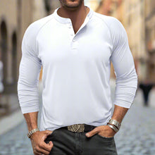 Load image into Gallery viewer, Mens Round Neck Henry Solid Color Long Sleeve T shirt