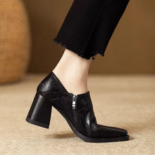 Load image into Gallery viewer, Women’s Chunky-Heel High Heels with Side Zipper