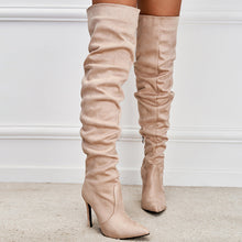 Load image into Gallery viewer, Pointed-Toe Suede Stiletto Boots with High Zipper — European / American Chic