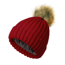 Load image into Gallery viewer, Soft Beanie Fluffy Ball Cap — Warm Knitted Winter Hat with Pom Pom