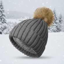Load image into Gallery viewer, Soft Beanie Fluffy Ball Cap — Warm Knitted Winter Hat with Pom Pom