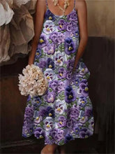 Load image into Gallery viewer, 🌺 European & American Style Floral Art Print Sling Holiday Dress