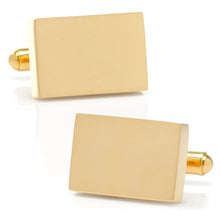 Load image into Gallery viewer, Stainless Steel Gold Plated Block Engravable Cufflinks