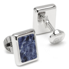 Load image into Gallery viewer, Silver and Sodalite JFK Presidential Cufflinks