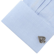 Load image into Gallery viewer, Ace of Spades Antique Silver Cufflinks