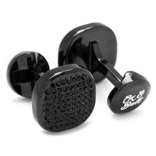 Load image into Gallery viewer, Black Stainless Steel Black Pave Crystal Cufflinks