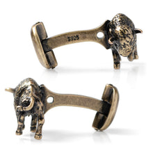 Load image into Gallery viewer, Antique Bronze Bison Cufflinks