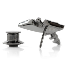 Load image into Gallery viewer, Caduceus Pave Gunmetal Lapel Pin