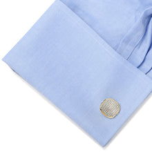 Load image into Gallery viewer, Stainless Steel Gold Plated White Pave Crystal Cufflinks