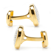 Load image into Gallery viewer, Gold Stainless Steel White Pave Crystal Cufflinks