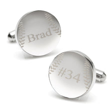 Load image into Gallery viewer, Stainless Steel Engravable Baseball Cufflinks