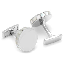 Load image into Gallery viewer, Stainless Steel Mother of Pearl Mosaic Engravable Cufflinks