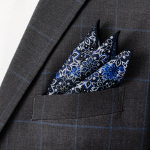 Load image into Gallery viewer, Navy Floral Pocket Square