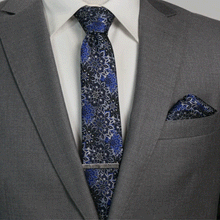 Load image into Gallery viewer, Navy Floral Pocket Square
