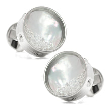Load image into Gallery viewer, Mother of Pearl Floating Crystals Cufflinks