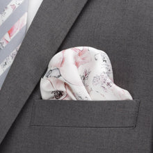 Load image into Gallery viewer, Painted Floral Gray Necktie and Pocket Square Gift Set
