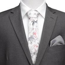 Load image into Gallery viewer, Painted Floral Gray Silk Men's Tie