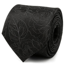 Load image into Gallery viewer, Black Floral Tie and Pocket Square Gift Set