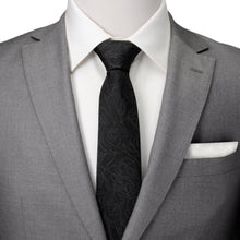 Load image into Gallery viewer, Black Floral Tie and Pocket Square Gift Set
