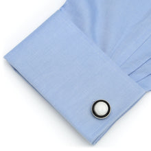 Load image into Gallery viewer, Jade with Onyx Ring Stainless Steel Cufflinks