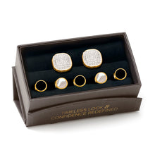 Load image into Gallery viewer, Mixed Gold White Pave Crystal 5-Stud Set