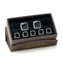 Load image into Gallery viewer, Onyx Cushion Stainless Steel 5-Stud Set