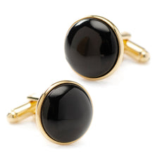 Load image into Gallery viewer, Gold and Onyx Cufflinks
