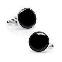 Load image into Gallery viewer, Silver and Onyx Cufflinks