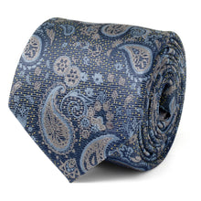 Load image into Gallery viewer, Blue & Gray Paisley Men's Tie