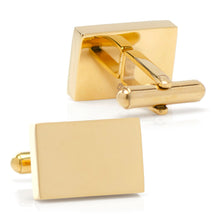 Load image into Gallery viewer, Engravable Rectangle Gold Cufflinks and Tie Bar Gift Set