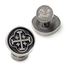 Load image into Gallery viewer, Shipwreck Cross Coin Antique Silver Cufflinks