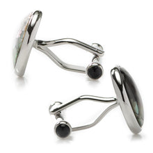 Load image into Gallery viewer, Sterling Mosaic Smoke Mother of Pearl Cufflinks