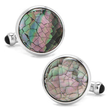 Load image into Gallery viewer, Sterling Mosaic Smoke Mother of Pearl Cufflinks