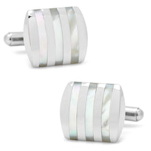 Load image into Gallery viewer, Stainless Steel Striped Mother of Pearl Cufflinks