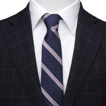 Load image into Gallery viewer, The Travis Tie (Navy Pink Stripe Men's Tie)